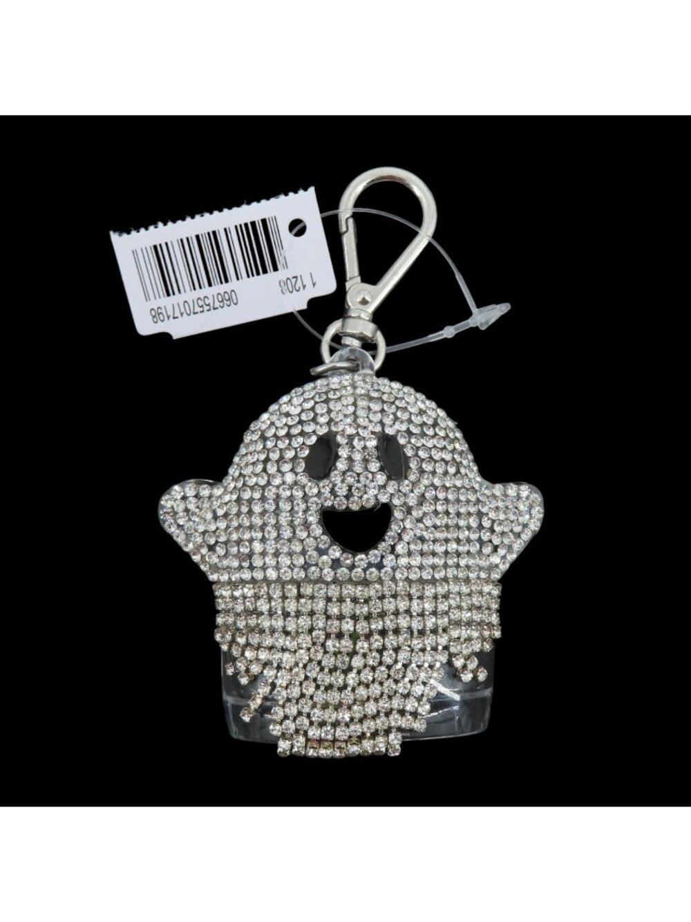 Bath Body Works Rhinestone Bling Ghost PocketBac Keychain Clip Halloween NEW